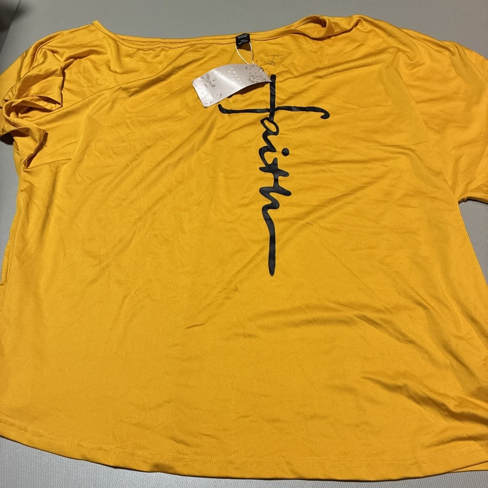 Emery Rose Yellow FAITH Relaxed Tshirt | Size 1XL